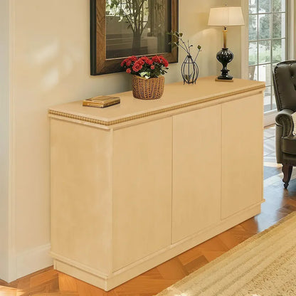 Classic Wooden Sideboard with Beaded Trim - Elegant Storage Cabinet for Dining or Living Room