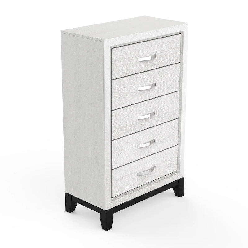51 Tall Modern White Wood 5-drawer Storage Chest with Metal Pull