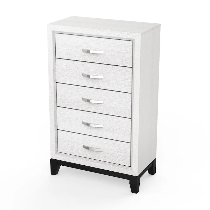 51 Tall Modern White Wood 5-drawer Storage Chest with Metal Pull