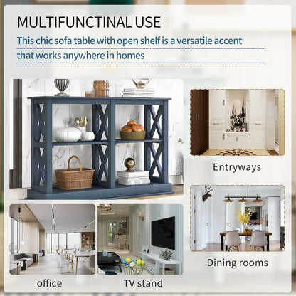 3-tier Narrow Console Table with X detailing