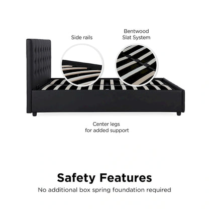 Avenue Greene Stefanie Black Faux Leather Upholstered Bed