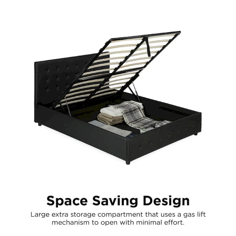 Avenue Greene Stefanie Black Faux Leather Upholstered Bed