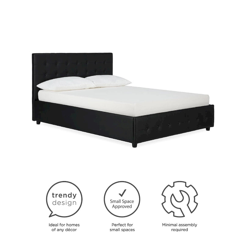 Avenue Greene Stefanie Black Faux Leather Upholstered Bed