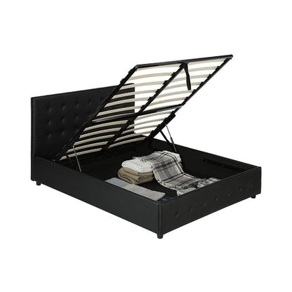 Avenue Greene Stefanie Black Faux Leather Upholstered Bed