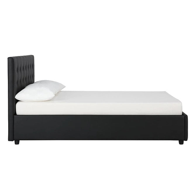 Avenue Greene Stefanie Black Faux Leather Upholstered Bed
