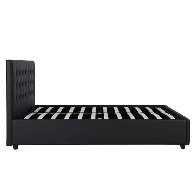 Avenue Greene Stefanie Black Faux Leather Upholstered Bed