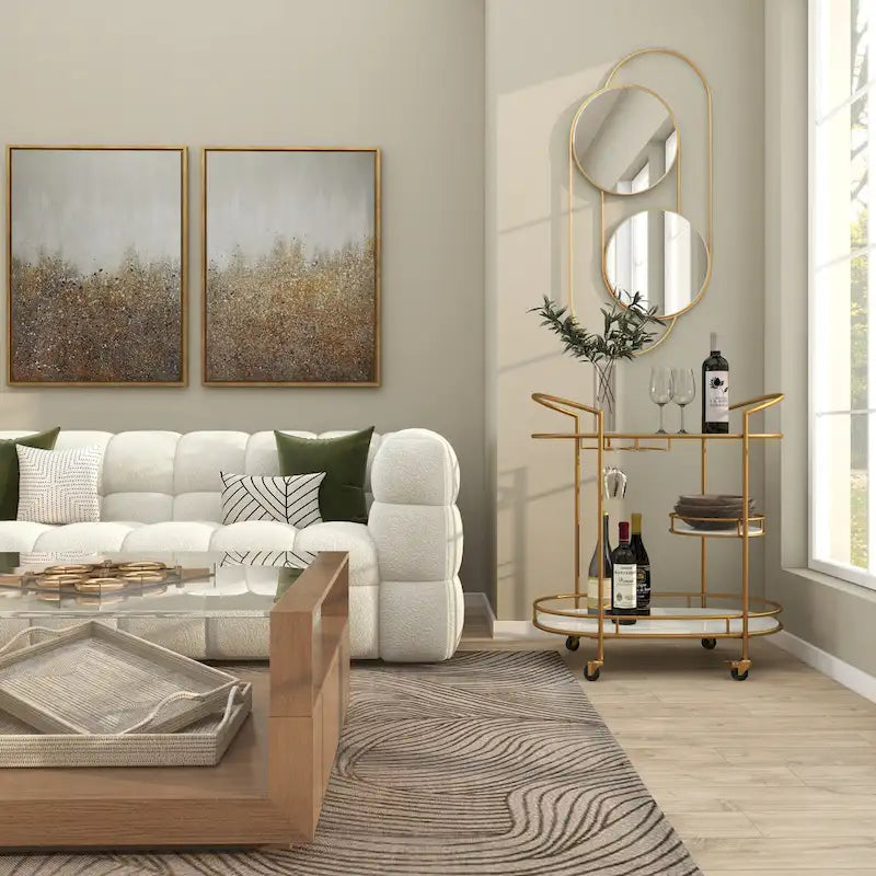 Contemporary Modern Iron 3 Tier Drink Bar Storage Cart - Gold, Silver, or Matte Black