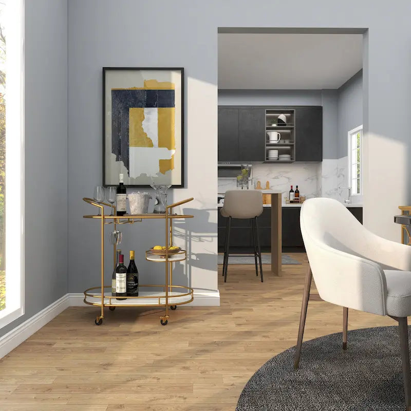 Contemporary Modern Iron 3 Tier Drink Bar Storage Cart - Gold, Silver, or Matte Black