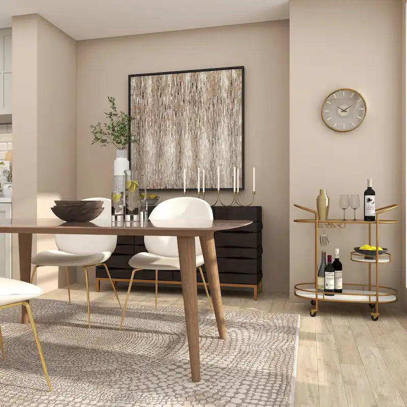 Contemporary Modern Iron 3 Tier Drink Bar Storage Cart - Gold, Silver, or Matte Black