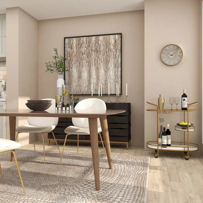 Contemporary Modern Iron 3 Tier Drink Bar Storage Cart - Gold, Silver, or Matte Black