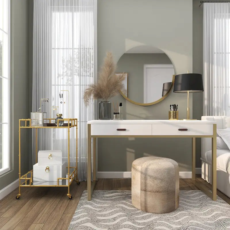 Contemporary Modern Iron 3 Tier Drink Bar Storage Cart - Gold, Silver, or Matte Black