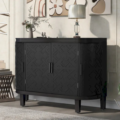 4-door Cabinet Sideboard with Antique Patterns - 15.20 x 47.20 x 33.50