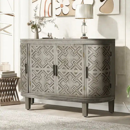 4-door Cabinet Sideboard with Antique Patterns - 15.20 x 47.20 x 33.50