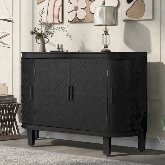 4-door Cabinet Sideboard with Antique Patterns - 15.20 x 47.20 x 33.50