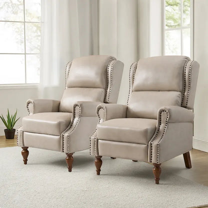Terri Traditional Vegan Leather Manual Push Back Recliner Set of 2 by HULALA HOME