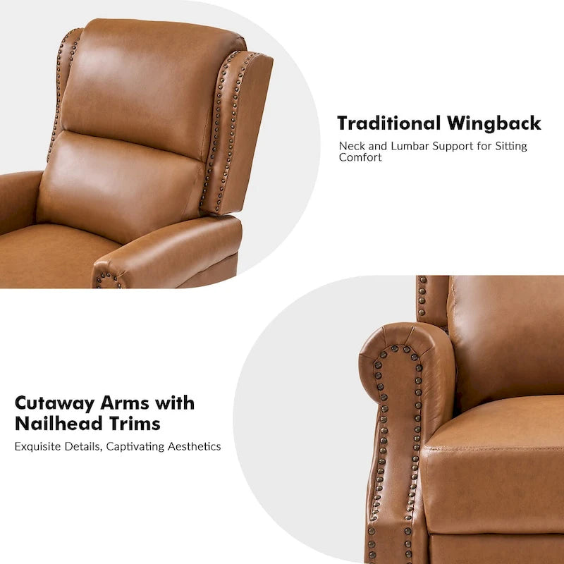 Terri Traditional Vegan Leather Manual Push Back Recliner Set of 2 by HULALA HOME
