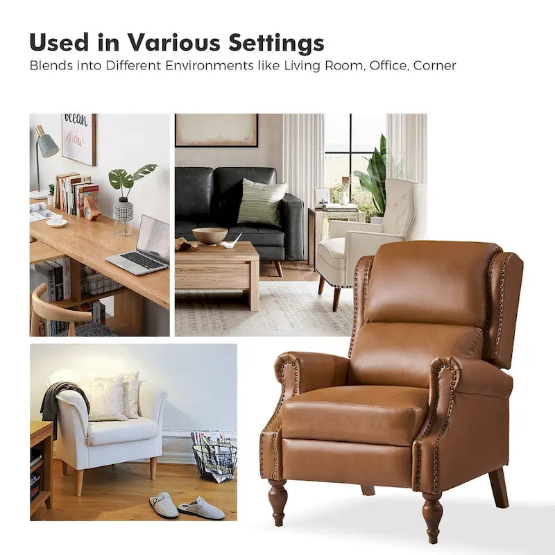 Terri Traditional Vegan Leather Manual Push Back Recliner Set of 2 by HULALA HOME