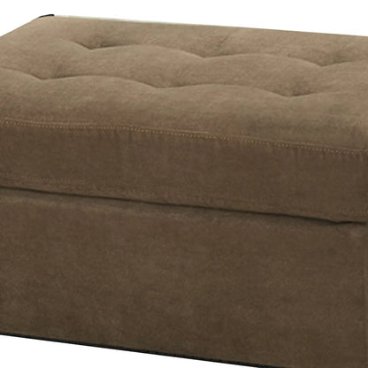 Cocktail Ottoman In Light Brown Waffle Suede Fabric