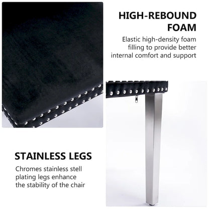 Velvet Dining Chairs Set of 2, Tufted Dining Room Chairs with Button Back, Nailhead Trim, Upholstered Kitchen Side Chairs