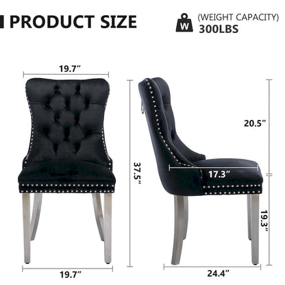 Velvet Dining Chairs Set of 2, Tufted Dining Room Chairs with Button Back, Nailhead Trim, Upholstered Kitchen Side Chairs