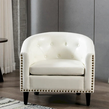 Contemporary PU Leather Club Chair with Recessed Arms and Nailhead Trim