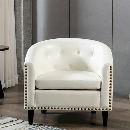 Contemporary PU Leather Club Chair with Recessed Arms and Nailhead Trim