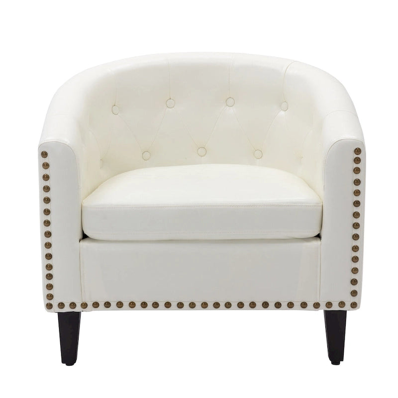 Contemporary PU Leather Club Chair with Recessed Arms and Nailhead Trim