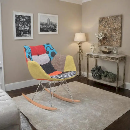 Willo Polyester Upholstered Rocking Nursing Chair - Modern Accent Armchair for Home Living Room Bedroom Indoor & Outdoor