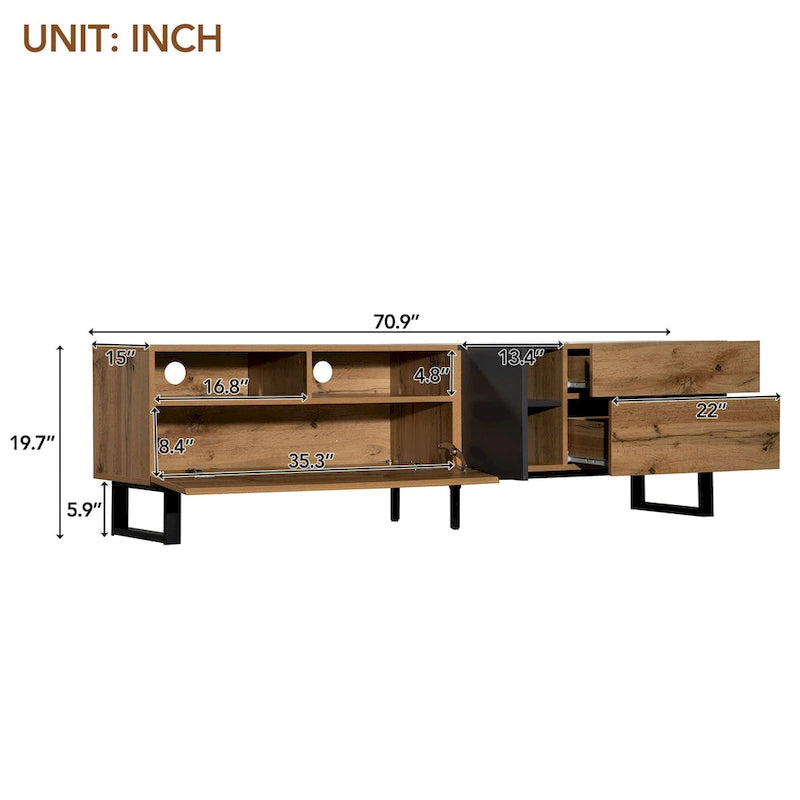 Modern TV Stand for 80 TV with Double Storage Space