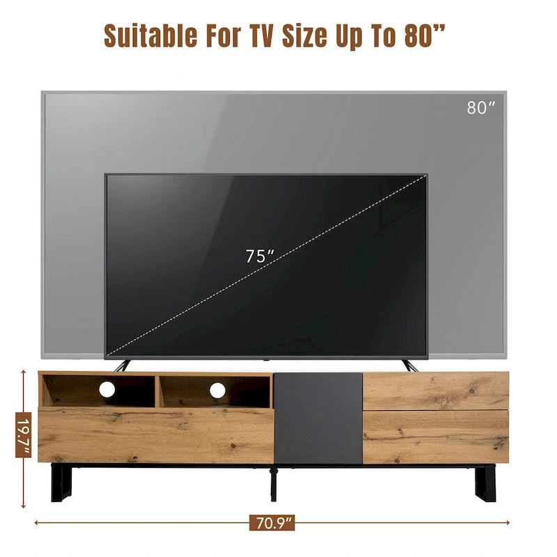 Modern TV Stand for 80 TV with Double Storage Space