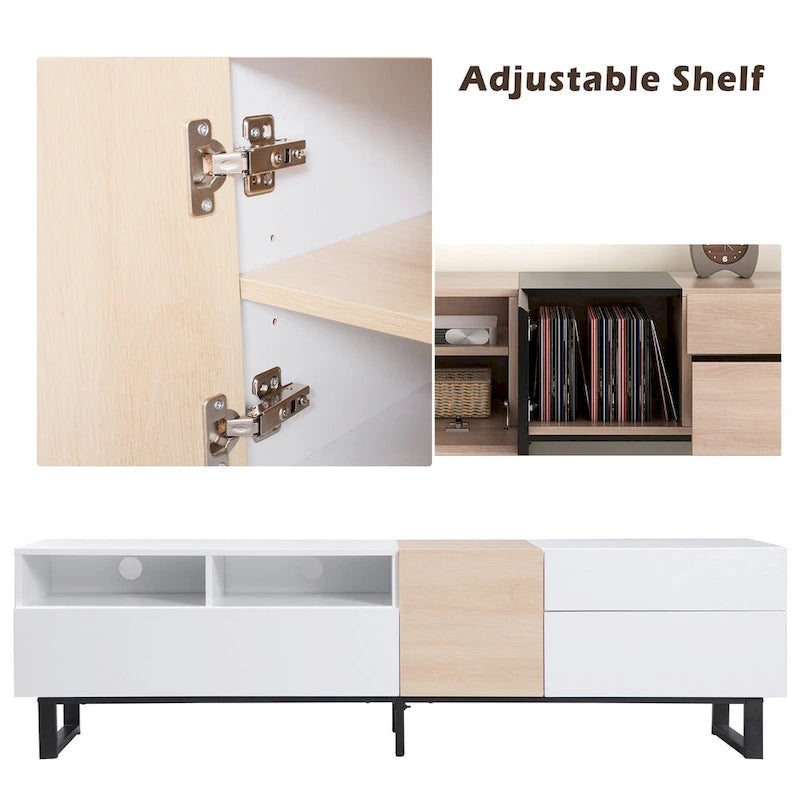 Modern TV Stand for 80 TV with Double Storage Space