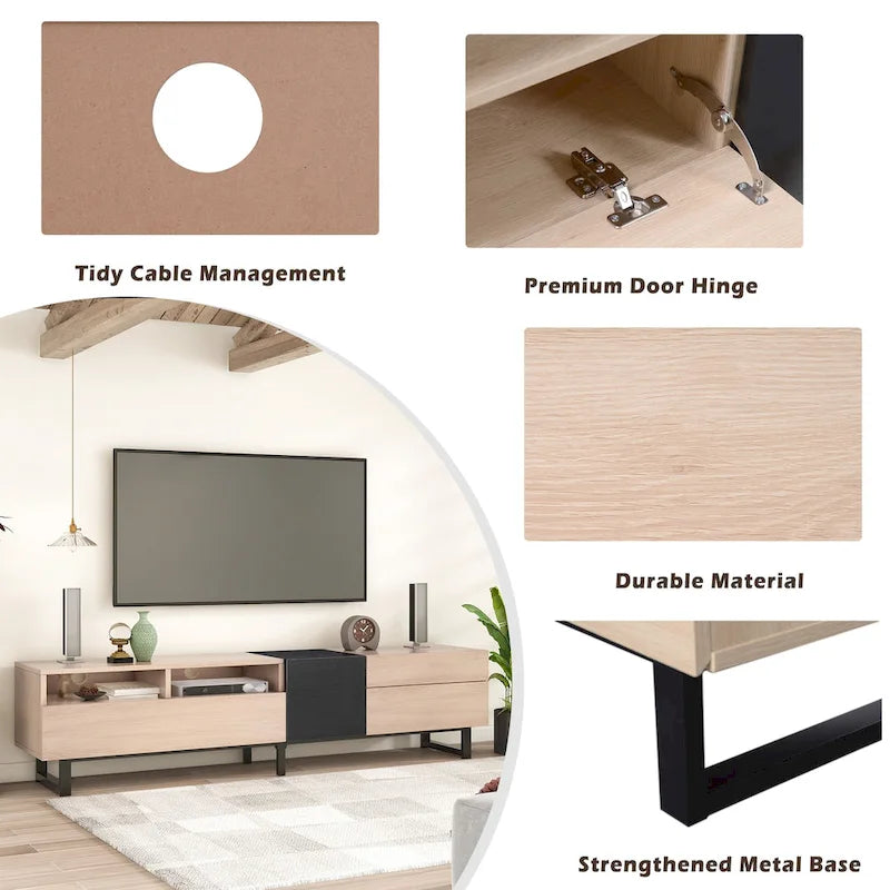 Modern TV Stand for 80 TV with Double Storage Space