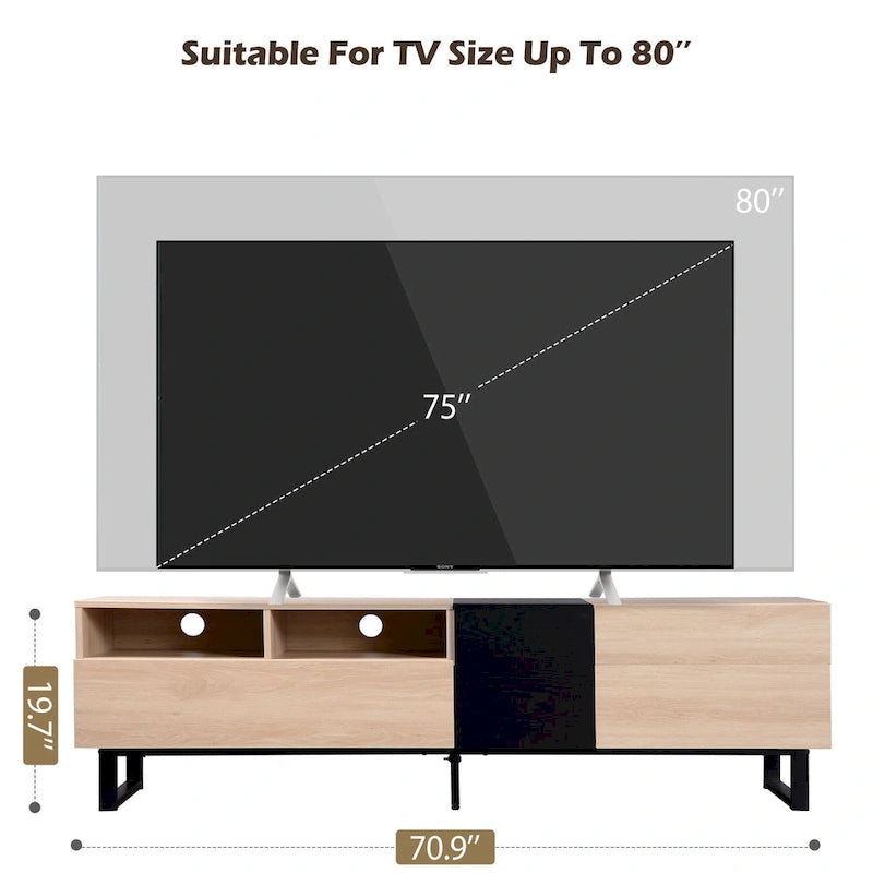 Modern TV Stand for 80 TV with Double Storage Space