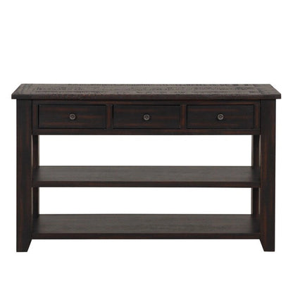 Wood Console Table with 3 Storage Drawers and 2 Shelves