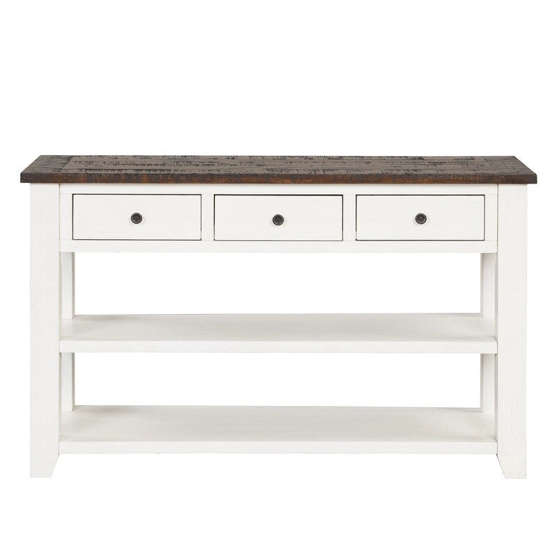 Wood Console Table with 3 Storage Drawers and 2 Shelves