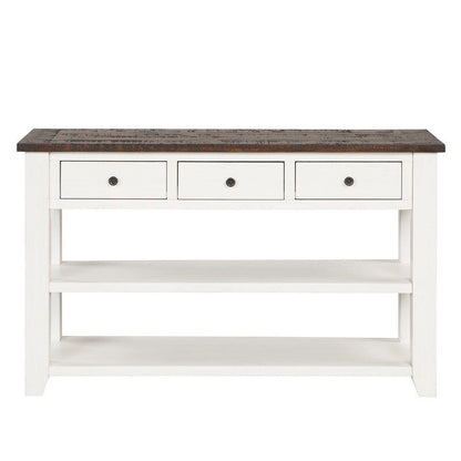 Wood Console Table with 3 Storage Drawers and 2 Shelves
