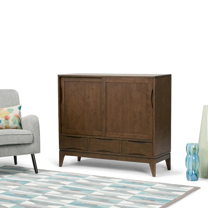 WYNDENHALL Pearson SOLID HARDWOOD 48 inch Wide Mid Century Modern Medium Storage Cabinet - 48w x 17d x 42 h