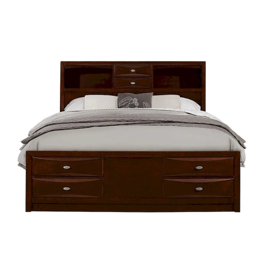 Solid Wood Full Espresso Eight Drawers Bed