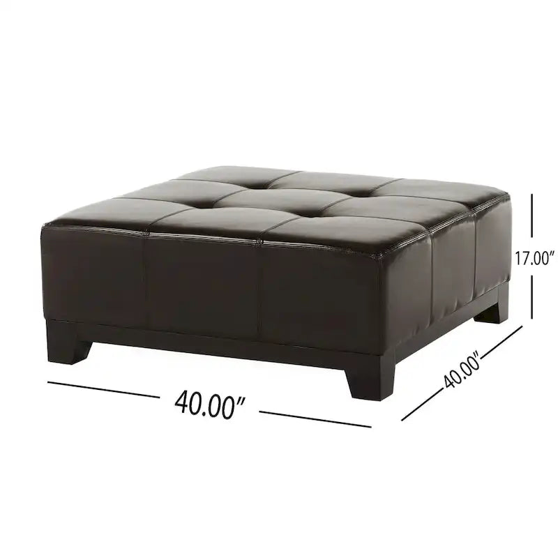 Darlington Espresso Bonded Leather Ottoman by Christopher Knight Home