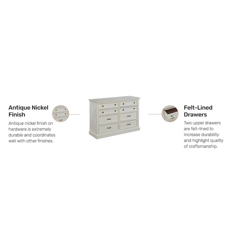 Homestyles Seaside Lodge Off-White Dresser with 8 Drawers