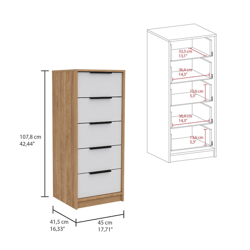 TUHOME Kaia 5 Drawer Dresser, Vertical Dresser