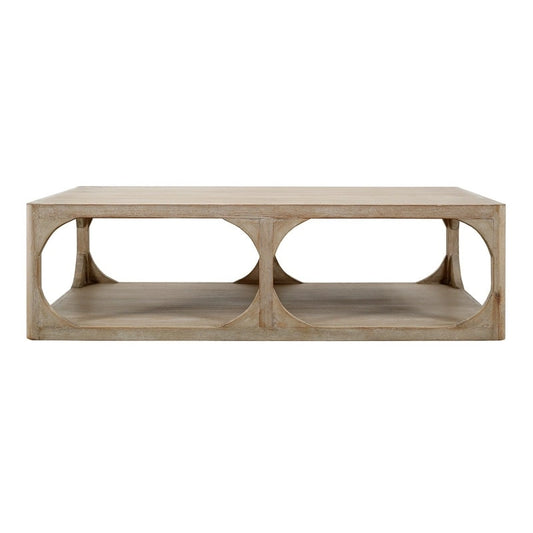 Artissance Reclaimed Wood Peking Ming Coffee Table, Small, 55 Inch Long, Weathered White Wash