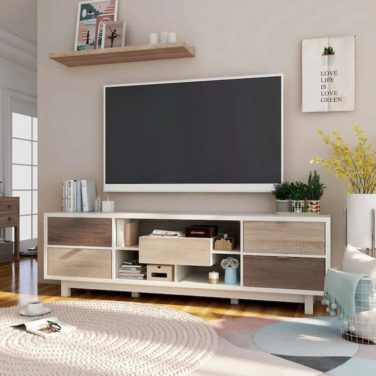 Yave Mid-century Modern White 70-inch Wood 2-Drawer TV Console by Furniture of America