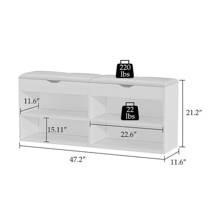 Shoe Storage Bench Padded Cushion Entryway Bench with Flip-Open Box - 47.2Wx21.2D