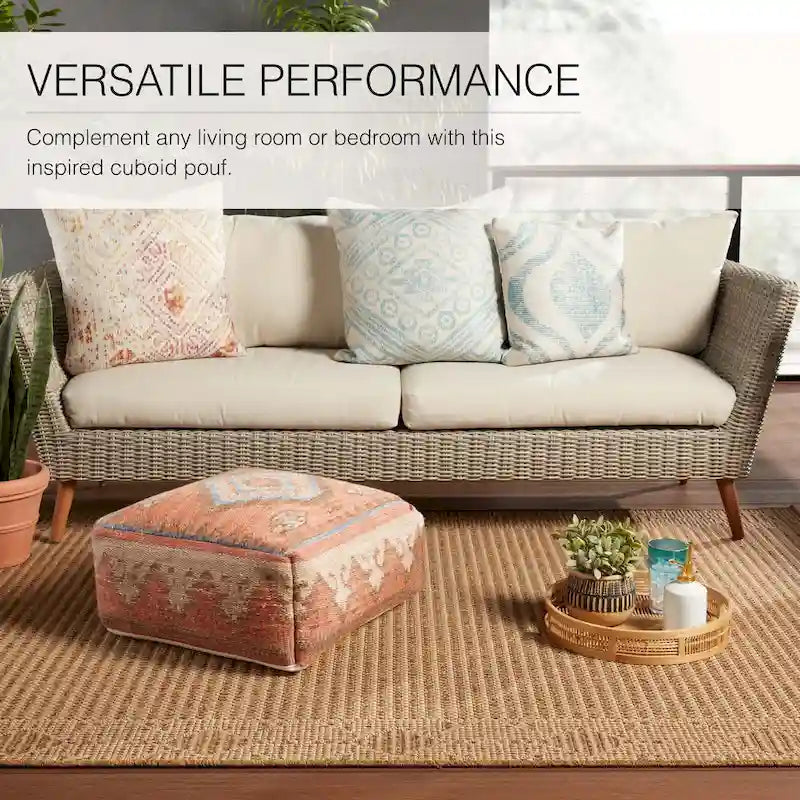 Ember Indoor and Outdoor Tribal Cube Pouf - 20X20X8