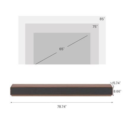 Modern Rectangular TV Stand with 4 Drawers, Wood Veneer Media Console, Walnut White, Soild Wooden, Fully-Assembled
