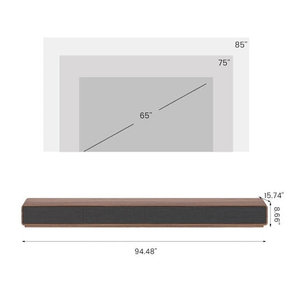 Modern Rectangular TV Stand with 4 Drawers, Wood Veneer Media Console, Walnut White, Soild Wooden, Fully-Assembled