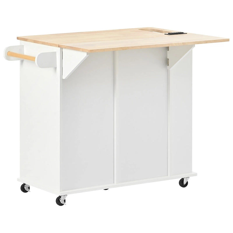 Kitchen Storage Island with Drop Leaf and Power Outlet