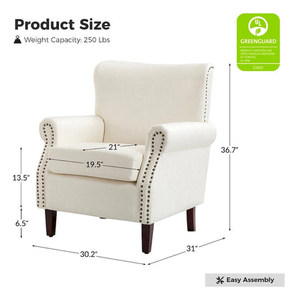 Levi Transitional Leather Armchair with Nailhead Trim Rolled Arms by HULALA HOME