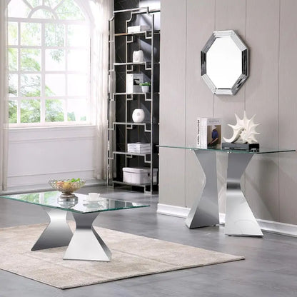 Luxury 51 inch Console Table Rectangular Sofa Entryway Console Table with Rectangle Tempered Glass Top and Metal Legs